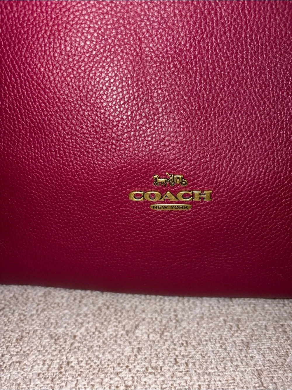 Coach Two-Tone Burgundy and Pink Leather Shoulder Bag